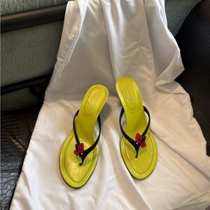 Coach Lime Green Ladybug Strappy High Heeled Sandals size 9